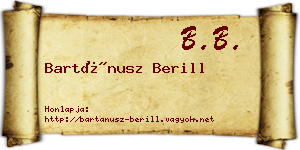 Bartánusz Berill névjegykártya